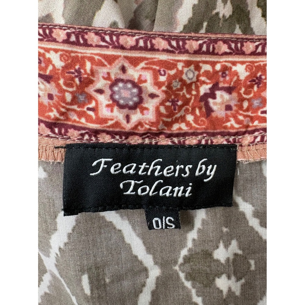 Feathers by Tolani Kimono Cropped Boho Festival Fall Cardigan Brown Red Women's - Picture 5 of 10